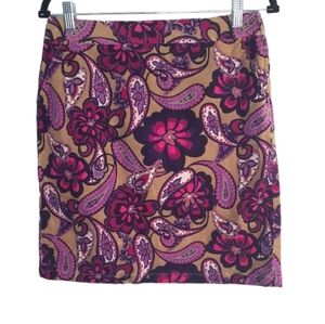 ANN TAYLOR Skirt Corduroy Floral Paisley Print  Women's‎ Size 4